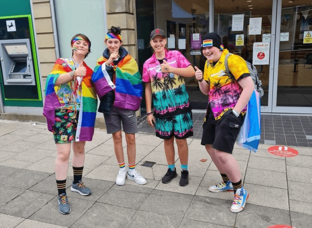 Alyssa and Friends celebrating Pride in Wigan